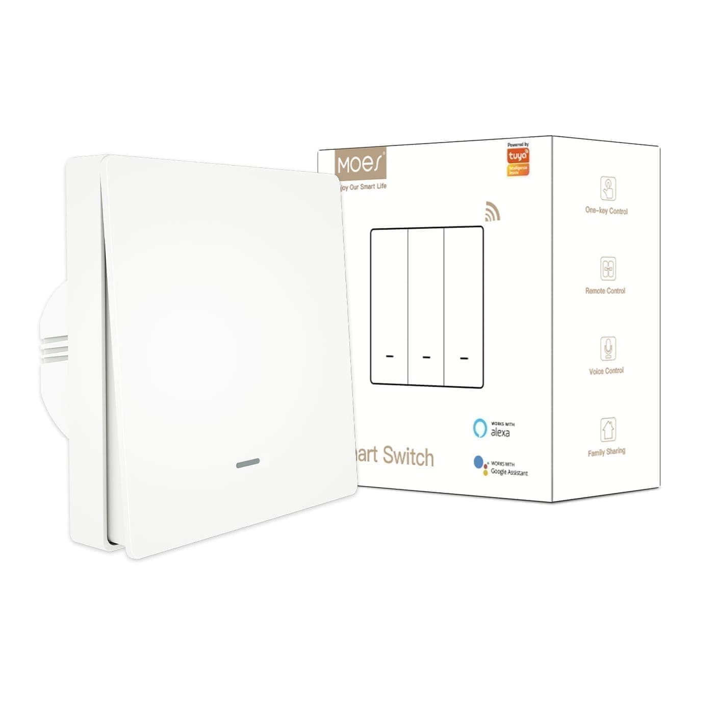 MOES Zigbee Smart Wall Light Switch (1 Gang, Neutral Optional)